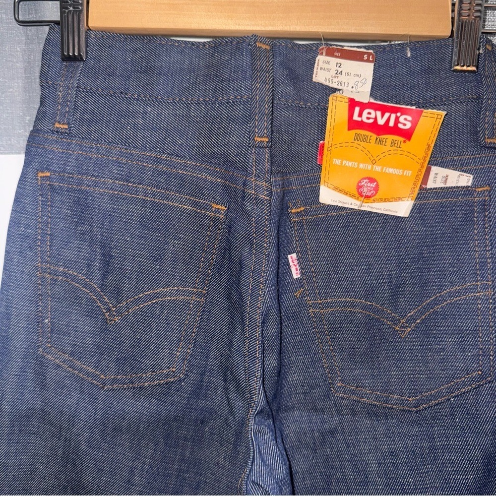 Vintage 70's Levi's Bell Bottom Jeans new deadstock Sz 24 Raw Denim USA - Picture 8 of 8